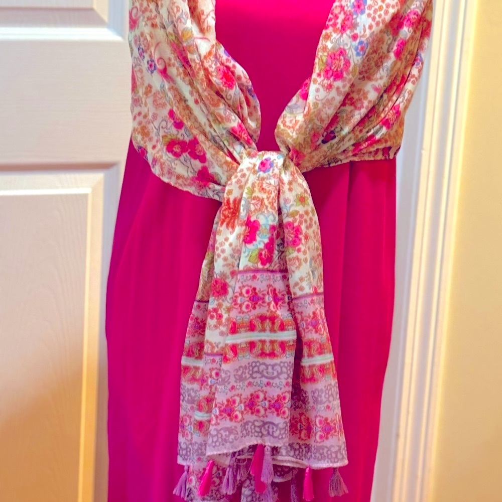 Orange/Pink Scarf/Wrap, Size 74 x 66”